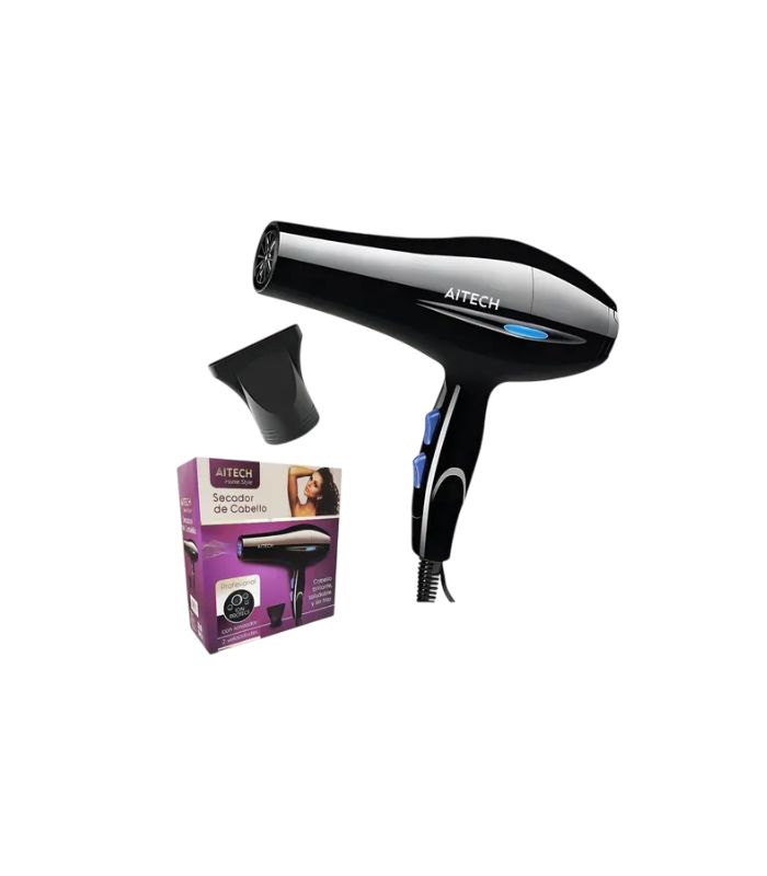Diseño sin título (2) Secador De Pelo Profesional 2 Velocidades Ionizador Aitech Color Negro - Image 1